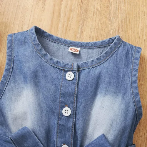 Vista 8 de Vestido de niña pequeña ropa de verano para niña vestido sin mangas vestido de mezclilla con flores lindos vestidos para niña