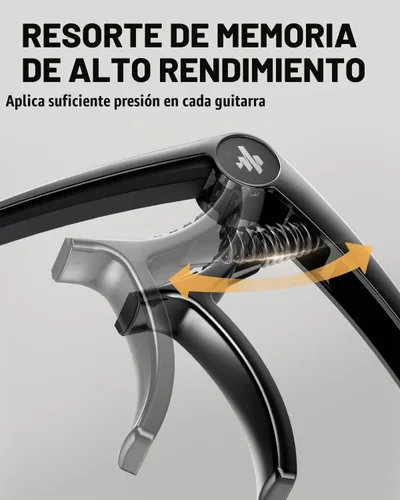 Vista 4 de Donner Cejilla para guitarra eléctrica y acústica DC-2, Ukelele Capo Negro con 4 púas