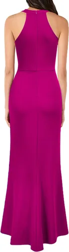 Vista 2 de WOOSEA Vestido largo sin mangas con cuello en V para mujer, estilo sirena, con abertura, para cóctel