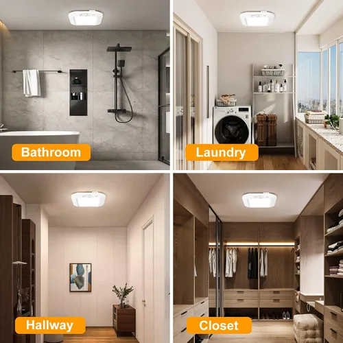 Vista 2 de Luz de Techo con Sensor de Movimiento a Batería, 180LM 6000K Luces de Armario a Batería con Sensor de Movimiento, Luz de Techo Inalámbrica de 48LED