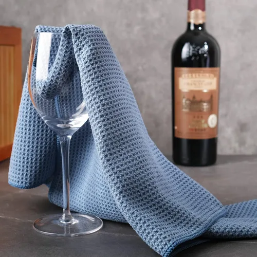 Vista 6 de POLYTE - Toalla de cocina de microfibra premium, tejido gofre, juego de 12 (16 x 28 pulgadas, azul oscuro, gris, blanco claro) Sin pelusas