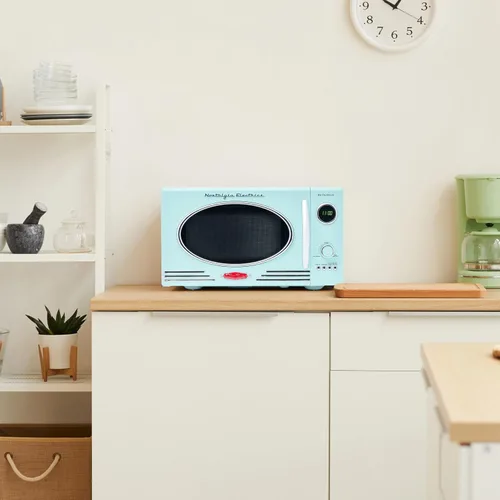 Vista 50 de Nostalgia Horno microondas retro compacto para encimera, 0.7 pies cúbicos, 700 vatios con pantalla digital LED, bloqueo para niños, interior fácil
