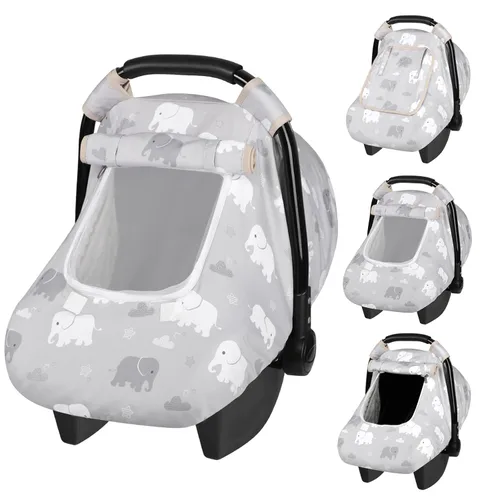 Vista 8 de TANOFAR - Funda para asiento de coche de bebé a prueba de viento, capota para asiento de coche infantil de 3D con lunares de visón y ventana