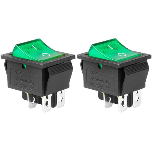 Vista 11 de KCD4 2Pcs DC 12V-24V 30A DPST interruptor basculante precableado de 4 pines y 2 posiciones ON/Off para barco con luz LED verde (Solo para DC12-24V)