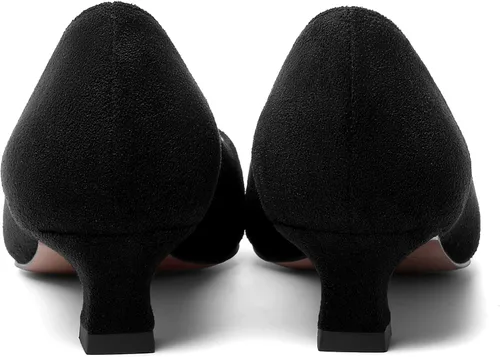 Vista 4 de AMBELIGHT Zapatos de vestir de oficina con punta cuadrada para mujer, zapatos de vestir casuales de gamuza con tacón bajo, zapatos de tacón bajo