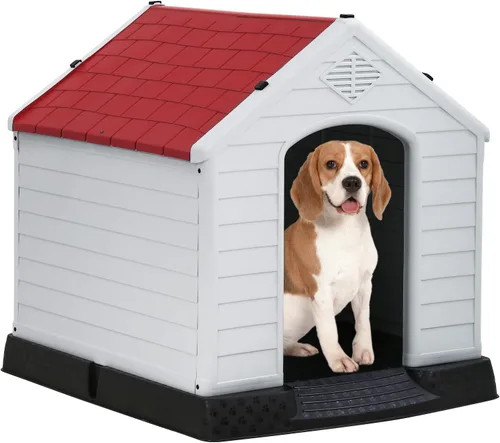 Vista 14 de FDW Casa para Perros Interior Exterior Durable Ventilada Impermeable para Mascotas de Plástico para Perros Pequeños Medianos y Grandes Refugio