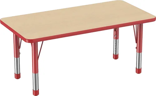 Vista 29 de FDP - Mesa rectangular para actividades escolares y aulas (24 x 36 pulgadas), patas gruesas para niños pequeños, altura ajustable de 15 a 24