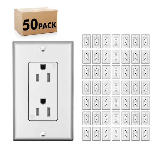 Vista 30 de Micmi Toma de corriente decorativa resistente a manipulaciones, toma de corriente eléctrica decorativa, 15 amperios, 125 voltios, conexión a tierra