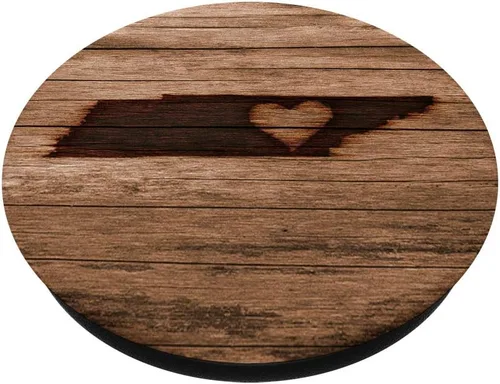 Vista 3 de Enchufe Pop de madera con diseño de mapa del estado del corazón de Tennessee – PopSockets Grip y soporte para teléfonos y tabletas