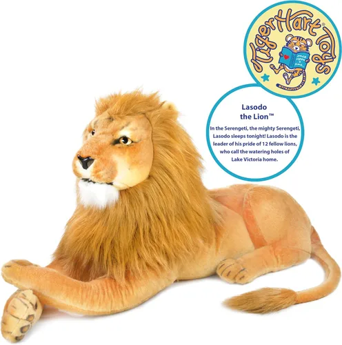 Vista 3 de TigerHart Lasodo The Lion - 39 pulgadas (medida de cola no incluida) Gato de peluche grande