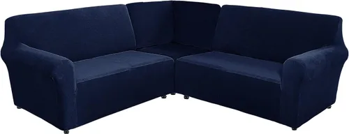 Vista 16 de MIFXIN Fundas para sofá modular de esquina de 5 plazas en forma de L, 3 piezas, terciopelo elástico, suave, lavable, protector de sofá para sofás