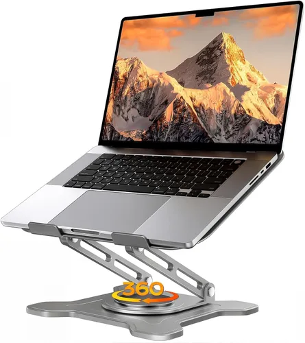 Vista 8 de JCZT Soporte ajustable para computadora portátil, base giratoria de 360°, soporte ergonómico para computadora, elevador plegable para oficina