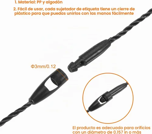 Vista 3 de MECCANIXITY Cadena colgante de algodón con cierre a presión Pins Negro 4.7