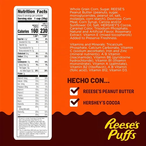 Vista 2 de Reese's, - Cereales de mantequilla de maní para el desayuno, 11.5 onzas