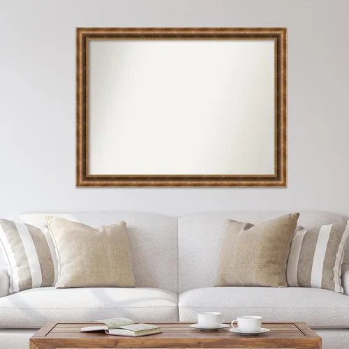 Vista 827 de Amanti Art Espejo de pared personalizado no biselado (25 x 25 pulgadas), marco de bronce acentuado, varios tamaños personalizados, espejo de baño