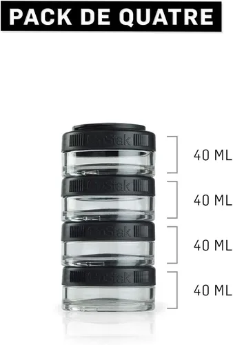 Vista 2 de BlenderBottle GoStak Twist n' Lock - Tarros de almacenamiento, 40 cc, 4 unidades, color negro