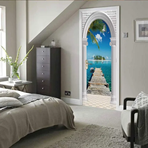 Vista 146 de Calcomanías 3D para puerta, murales para despegar y pegar, papel tapiz de caballo, calcomanías autoadhesivas extraíbles de PVC, impermeable, póster