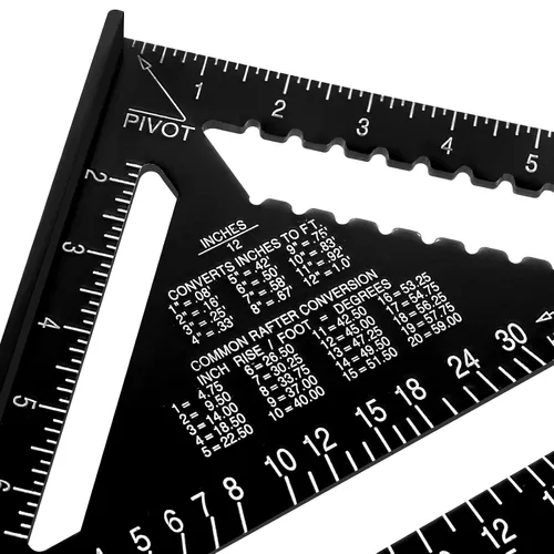 Vista 4 de Beslands - Herramienta de medición de carpintero cuadrado de aluminio de 12 pulgadas, regla triangular de metal de aleación, transportador imperial