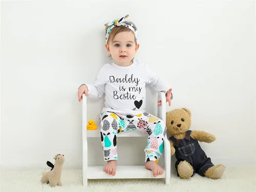 Vista 5 de KuKitty Conjunto de 3 piezas de camiseta de manga larga y pantalones de flores con diadema