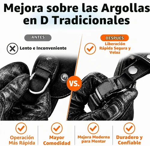 Vista 2 de Kit de hebilla de liberación rápida para casco, adaptador de correa de barbilla para casco de metal, compatible con casco clásico de anillos en D