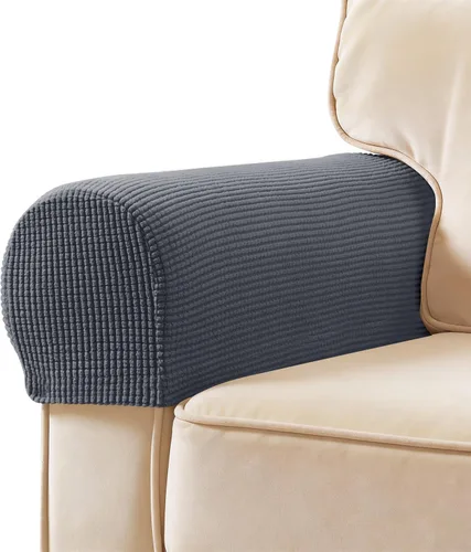 Vista 27 de SUBRTEX Juego de 2 fundas elásticas para brazos de sofá, fundas a cuadros para brazos de sofá, fundas antideslizantes para reposabrazos
