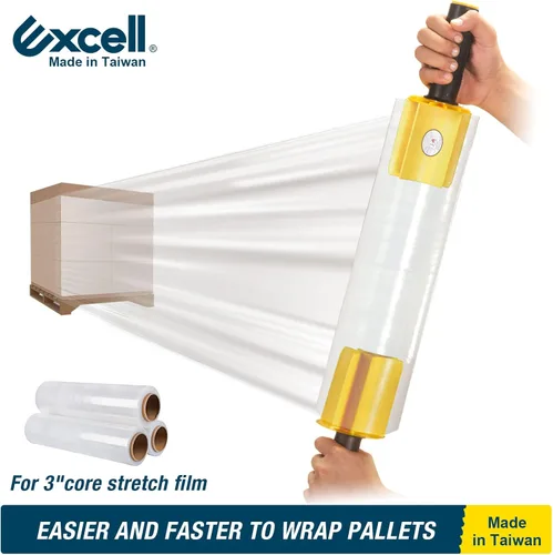 Vista 5 de Excell SF-1752 Mini dispensadores de envoltura elástica de mano con freno (3") Mini wrappers with tension brake for safe, easy pallet wrapping.