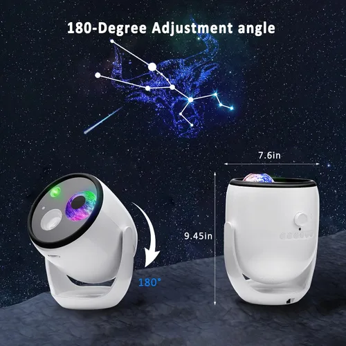 Vista 6 de Proyector de tema 3D, proyector de cielo estrellado 3D a simple vista HD, luz nocturna dinámica temática, incluye control remoto, función