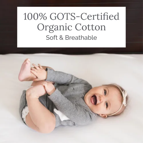 Vista 3 de Natemia Sábanas de cuna 100% algodón orgánico para niños y niñas, fabricadas en Turquía, suaves y sedosas, hipoalergénicas, sábanas para cuna