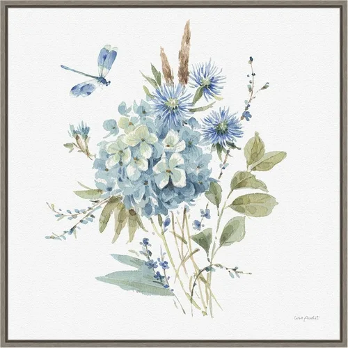 Vista 10 de Amanti Art Lisa Audit - Lienzo enmarcado para pared, 16 x 16 pulgadas, azul bohemio 04A (Ramo de flores) por Lisa Audit, lienzo enmarcado