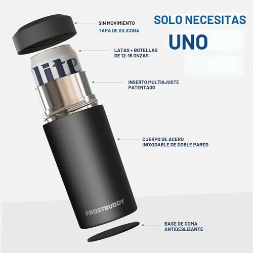 Vista 3 de Frost Buddy - Enfriador universal de latas, aislante de latas de acero Se adapta a latas delgadas de 12 onzas, 16 onzas, niños altos