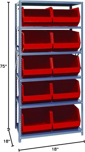 Vista 195 de Quantum QSBU-245BK Heavy Duty Shelving Unit with (7) Shelves and (24) QUS245 Black Bins for Garage Warehouse Storage Distribution 400 lb Load