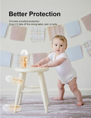 Vista 5 de 2 paquetes de fundas de silicona para biberones de vidrio Philips Avent, fundas para biberones de bebé resistentes a caídas sin BPA con asas A-rosa