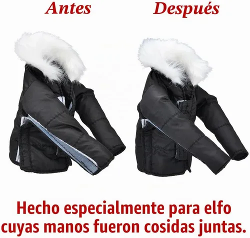 Vista 4 de E-TING Ropa de Santa Abrigo Negro de Plumón Accesorios de Navidad para Muñeca Elfo