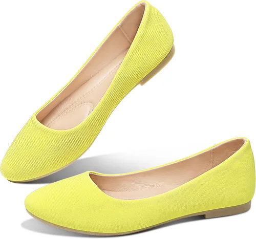 Vista 19 de Obtaom Zapatos planos de puntera redonda para mujer, zapatos de ballet negros para niñas