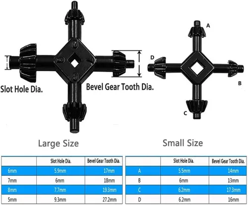 Vista 2 de 2 llaves de portabrocas 4 en 1, llave de taladro de 4 vías, llave de portabrocas 4 en 1, llave de mandril de taladro manual de combinación universal
