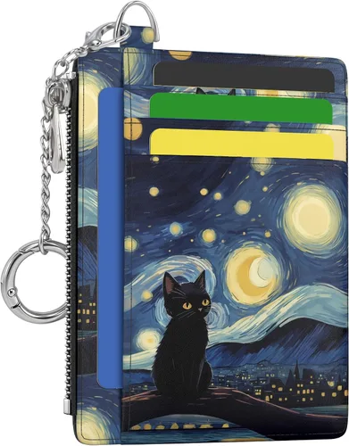 Vista 48 de Hancynir Cartera delgada para mujer con soporte para tarjetas de crédito RFID, pequeña mini funda para tarjetas con bolsillo frontal de PU, cartera