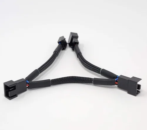 Vista 4 de Micro Connectors Cable divisor de ventilador PWM con manguito de 1 a 3, color negro, paquete de 2 (PWM-103BK-2P)