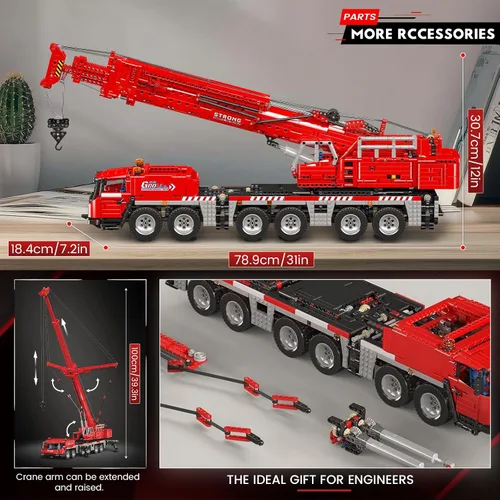 Vista 5 de Mould King 17065 GMK Kit de construcción de grúa móvil, más de 4566 piezas, modelo de camión de ingeniería de control remoto con motores, juguete