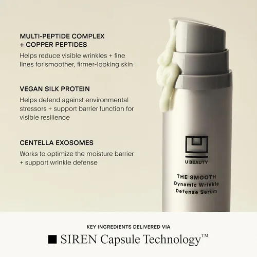 Vista 6 de U Beauty The SMOOTH Dynamic Wrinkle Defense Serum - Complejo multipéptido, péptidos de cobre, retinol, exosomas de centella, proteína de seda vegana