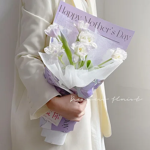 Vista 3 de HYSSINOWRAP 20 hojas/papel de regalo de dos colores para el Día de la Madre, suministros de ramo de floristería, manualidades, embalaje de regalo