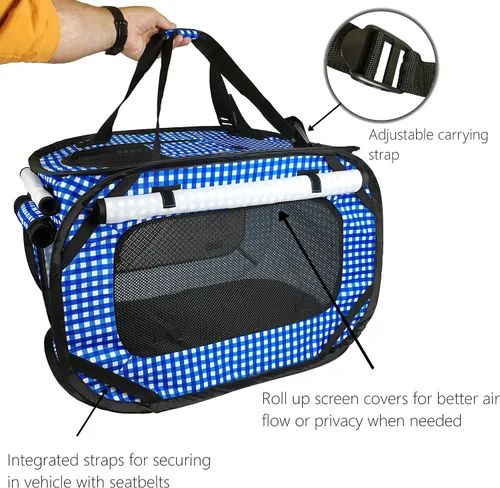 Vista 4 de Pet Fit For Life Jaula de gato plegable o portátil (24 x 16 x 15 pulgadas) tamaño mediano (24 x 16 x 15 pulgadas) y juguete de plumas para gatos