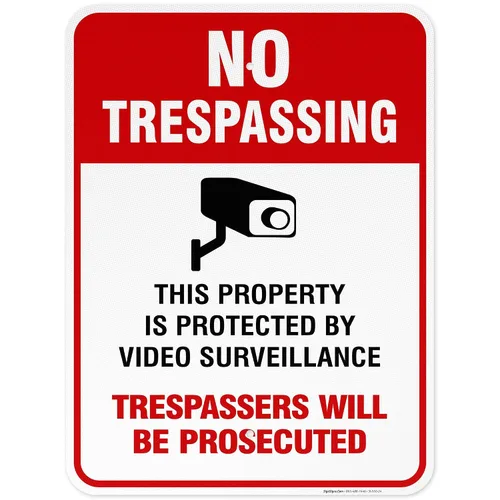 Vista 17 de Señal de videovigilancia No Trespassing, cámara de seguridad CCTV, 24 x 30 pulgadas, 3M EGP reflectante aluminio .080, resistente a la decoloración