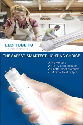Vista 2 de Sugo Bombillas LED Alpha T8 T10 T12 lente transparente o esmerilada de 4 pies 18 W 6000K-6500K blanco frío brillante de doble extremo de repuesto