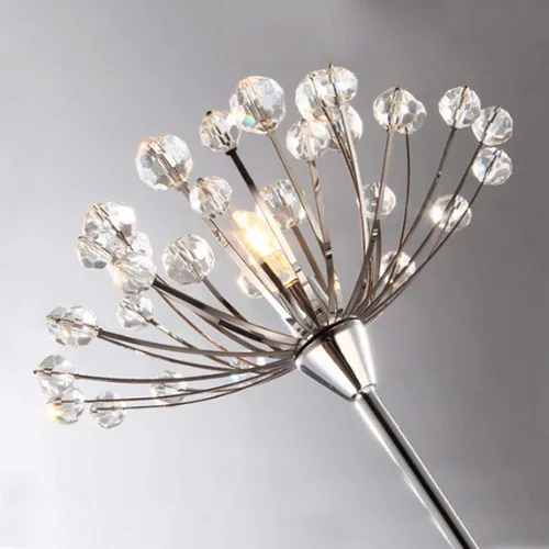 Vista 6 de DYRABREST Moderna lámpara de pie LED de diente de león de cristal con control remoto de pie, elegante luz de pie de 5 cabezales para sala de estar
