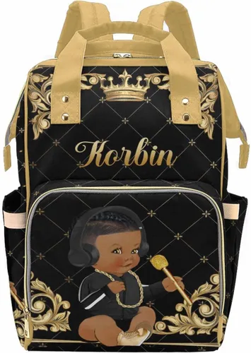 Vista 12 de Bolsa de pañales personalizada con purpurina brillante, color rosa, oro rosa, rubor, con nombre, bolsas de pañales de viaje, mochila casual