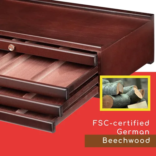 Vista 4 de MEEDEN Caja de almacenamiento de madera de 4 cajones para artistas, organizador portátil de madera de haya multifuncional, caja de madera con cajón