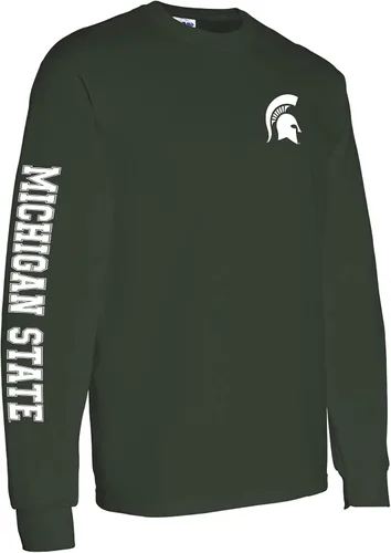 Vista 4 de NCAA, playera de mangas dobles con estampado, color de equipo, manga larga, universidad, universidad, michigan state spartans forest, Pequeña