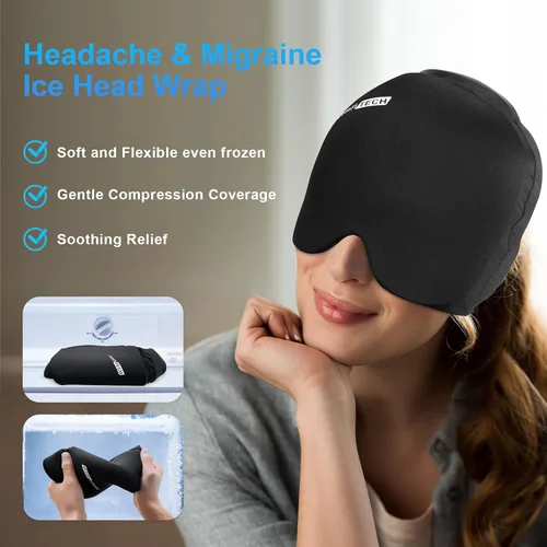 Vista 3 de ComfiTECH Envoltura para la cabeza de hielo para migraña con cobertura superior y envoltura de hielo para pies ComfiTECH