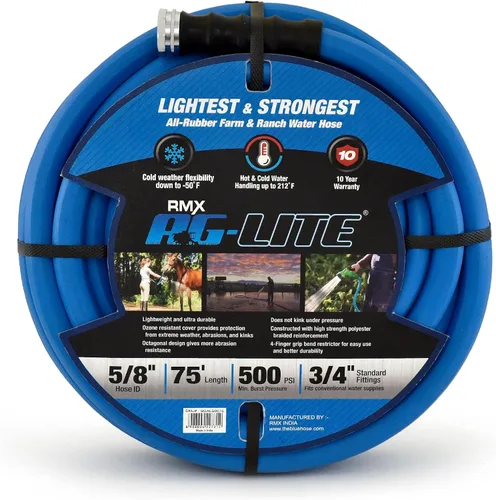 Vista 12 de AG-LITE BSAL5806 - Manguera de jardín de goma para agua caliente/fría de 5/8 pulgadas x 06', 100% goma, ultraligera, súper fuerte, 500 PSI, 50°F a
