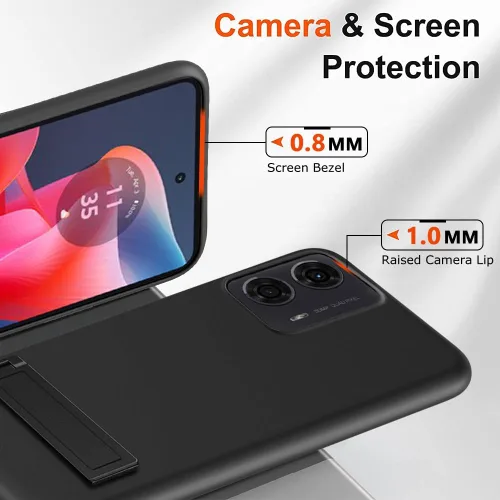 Vista 2 de Compatible con Motorola Moto G24 4G / G04 4G /G04S / E14 4G Funda de teléfono con protector de pantalla de vidrio [3 formas de soporte] Soporte